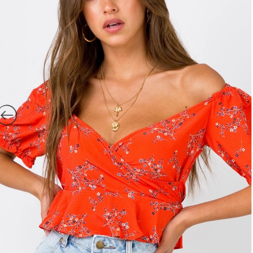Showpo Red Floral Crop Top
